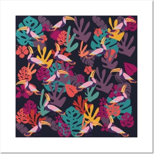 Tropical Jungle and Toucans Pattern Posters and Art